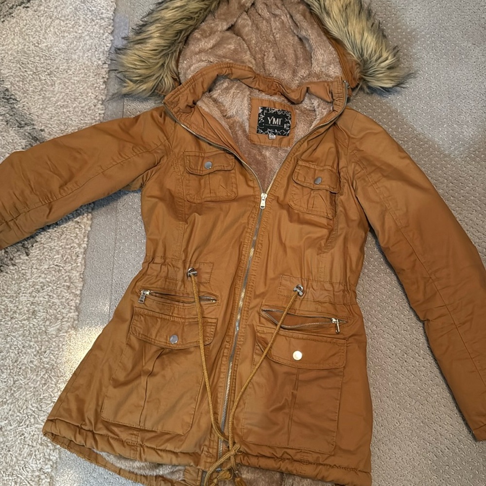 fur lined jacket!! with fur hood.